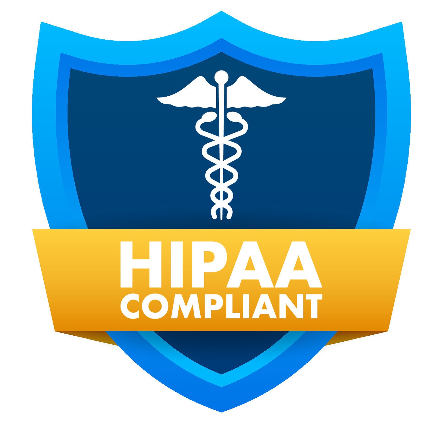HIPAA Compliant security shield with caduceus symbol - healthcare data protection